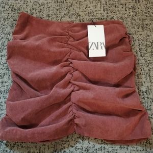 NWT zara Corduroy Ruched Mini Skirt Large